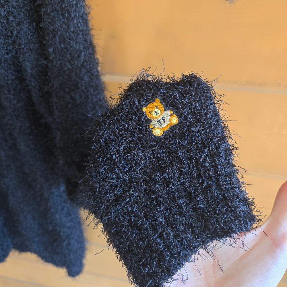 Teddy Fresh I Need A Hug Eyelash Sweater Black Rainbow Turtleneck Pullover OS - Picture 5 of 7